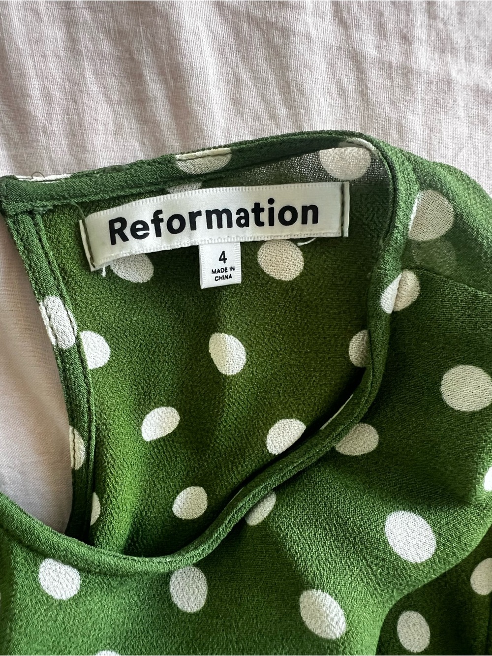 Reformation Green Polka Dot Maxi Dress with Puff Sleeves - Picture 7 of 7